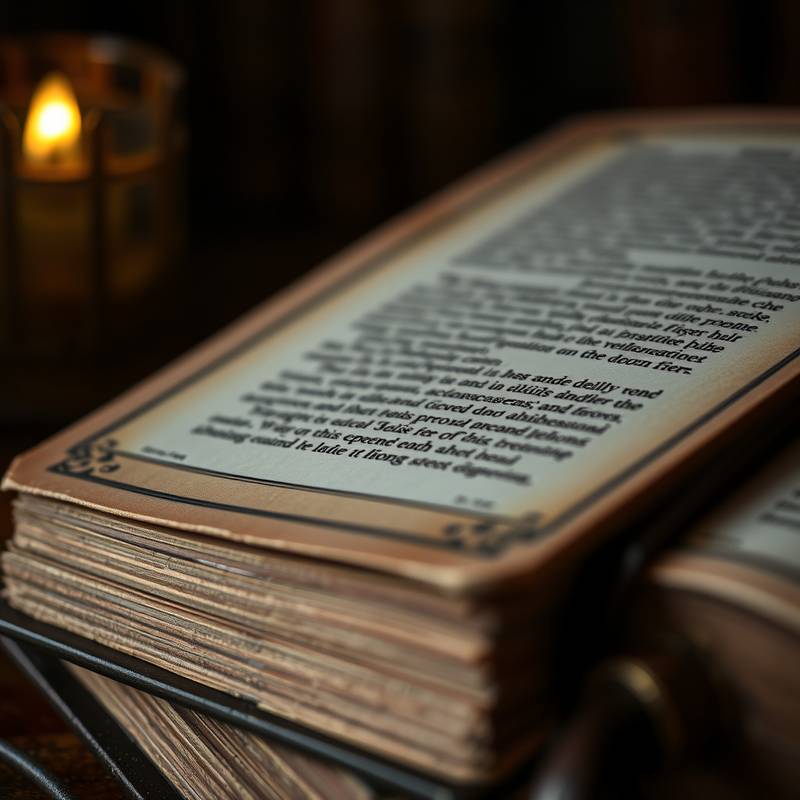 Nahaufnahme einer Requisite, ein antikes Buch, für die Aufführung.