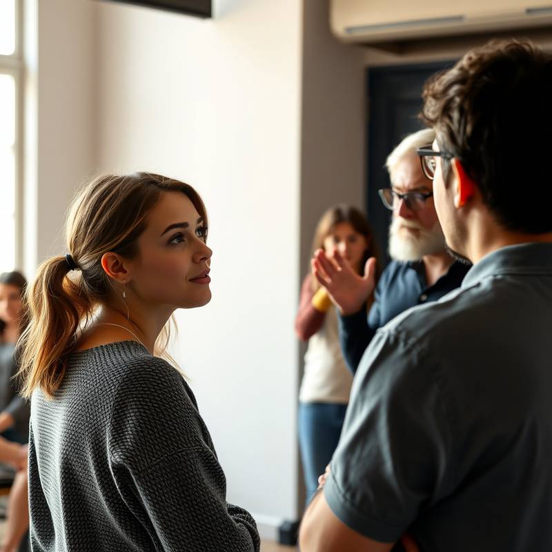 Teilnehmer eines Schauspielworkshops arbeiten an einer Improvisationsübung.